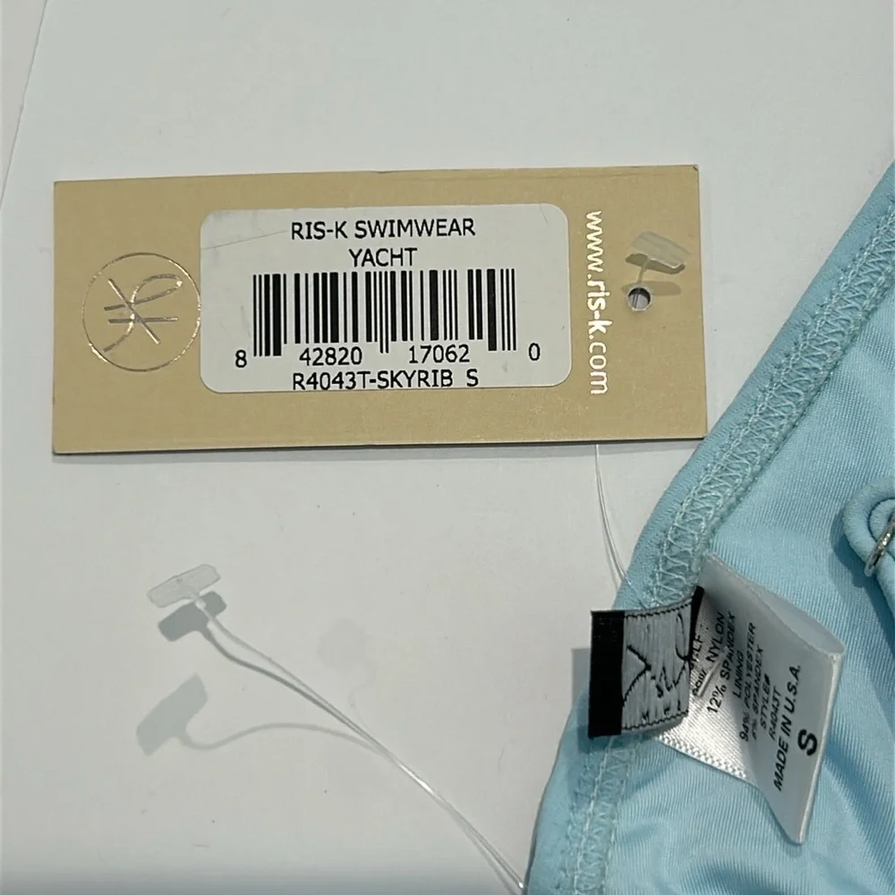 Ris-k Dippin' Daisy's Yacht Skyrib bikini swim top baby blue size S new